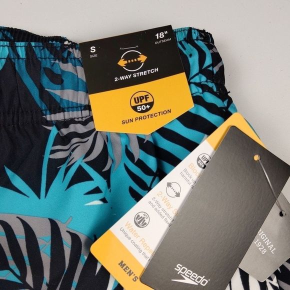 Speedo 8" Palm Leaf Swim Trunks Men's Small NWT Stretch - Picture 2 of 6